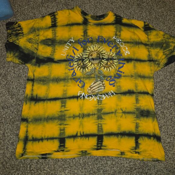 Urban Outfitters Black and Yellow Tie-Dye Tee - Picture 1 of 4